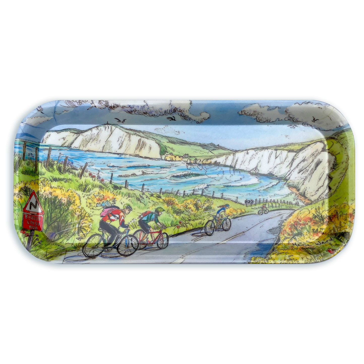 323 Compton cyclists - Small tray 28x13cm