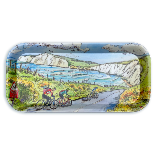 323 Compton cyclists - Small tray 28x13cm
