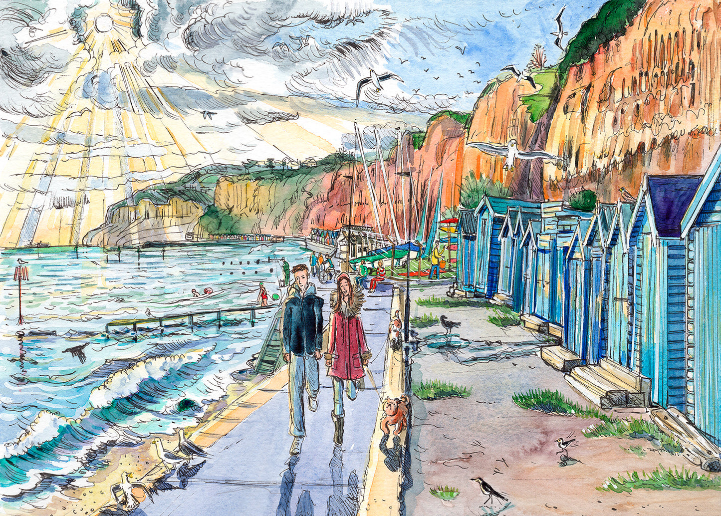 443 - Sunbeams at Dunroaming Beach Shanklin