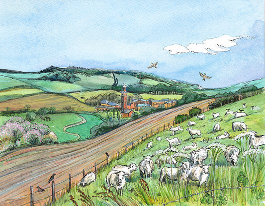 473 Sheep graze at Gatcombe - Original Painting