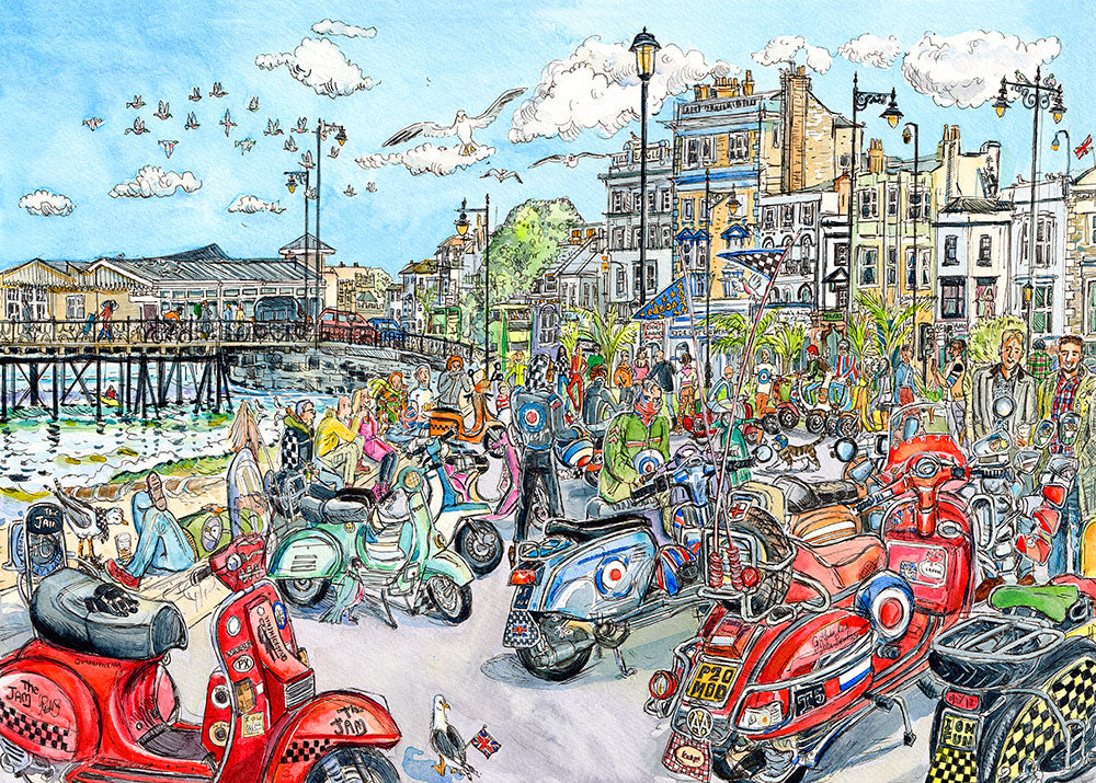 543 - Scooterists relax at Ryde - limited edition print