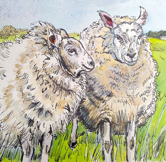 484 Happy Sheep - print 30x30cm
