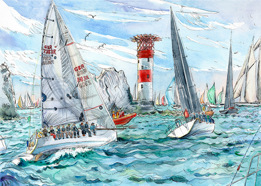 469 – Round the Island Race at the Needles - Giclée Print image 0