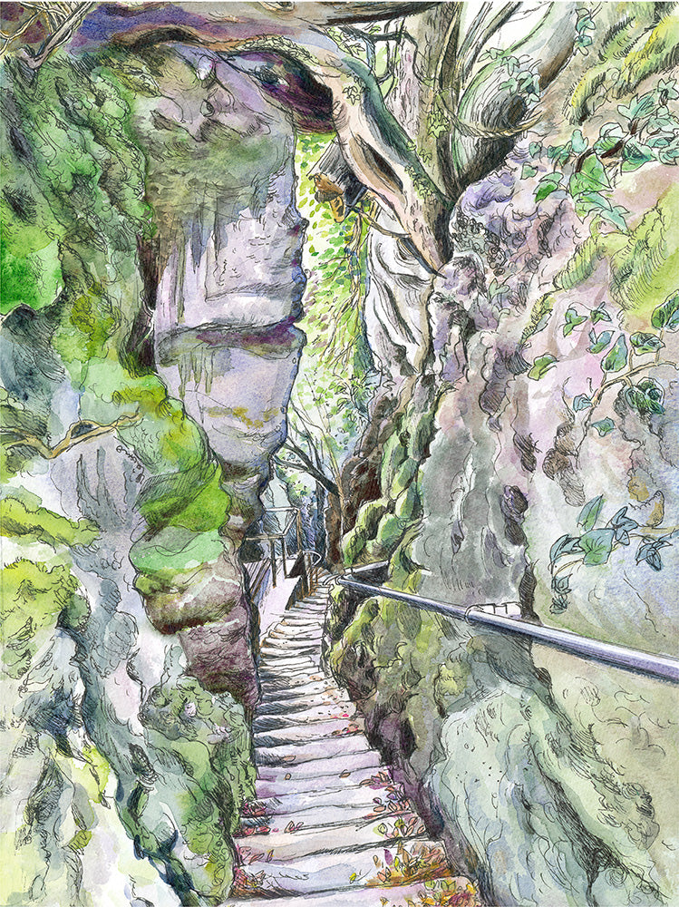 205 - Steep steps leading to Devils Chimney - Bonchurch