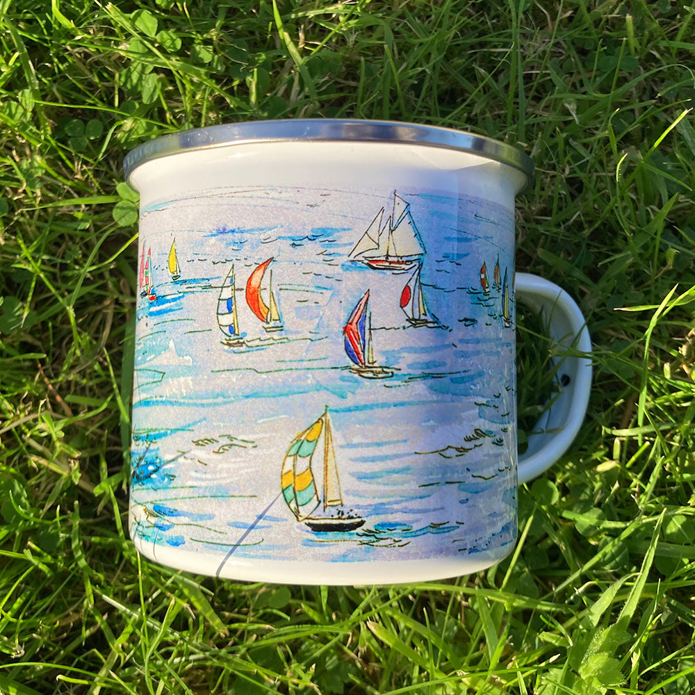 Enamel Mug - 274 Yachts racing round the Needles