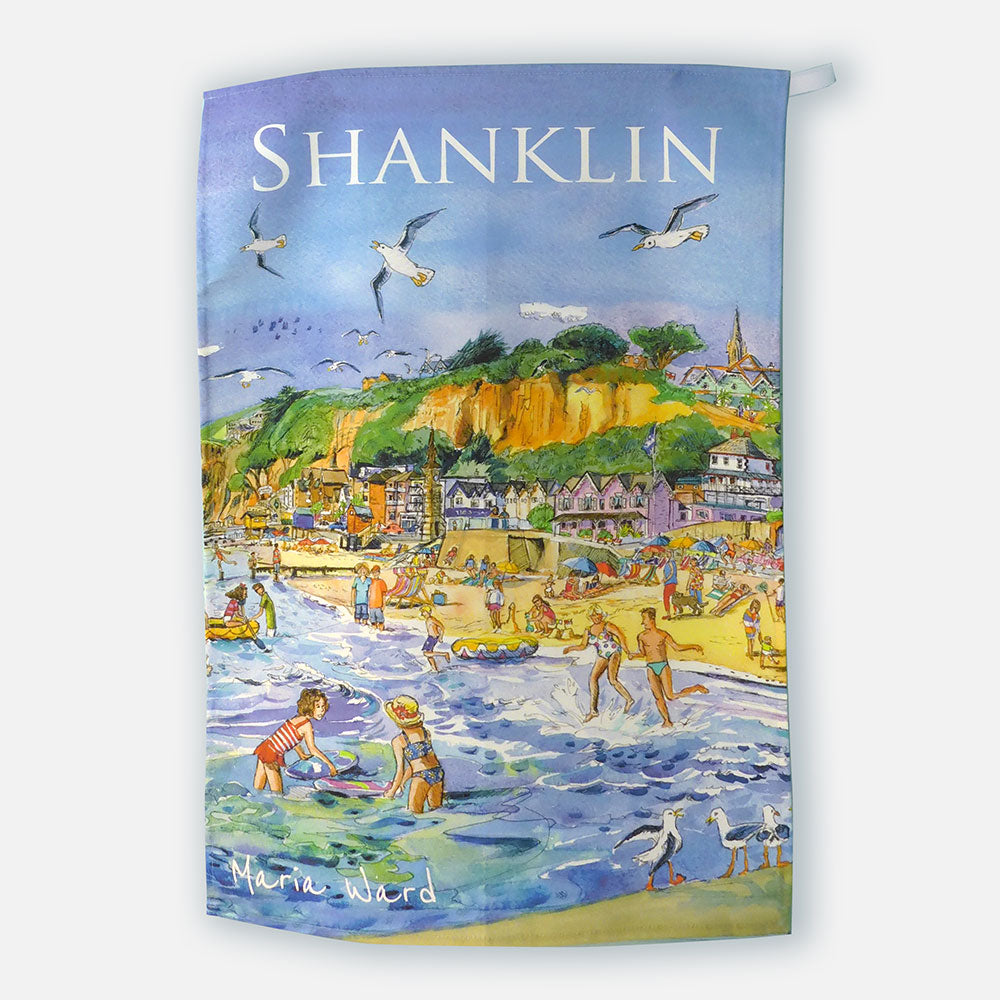 260 – Shanklin Beach titled – Tea towel