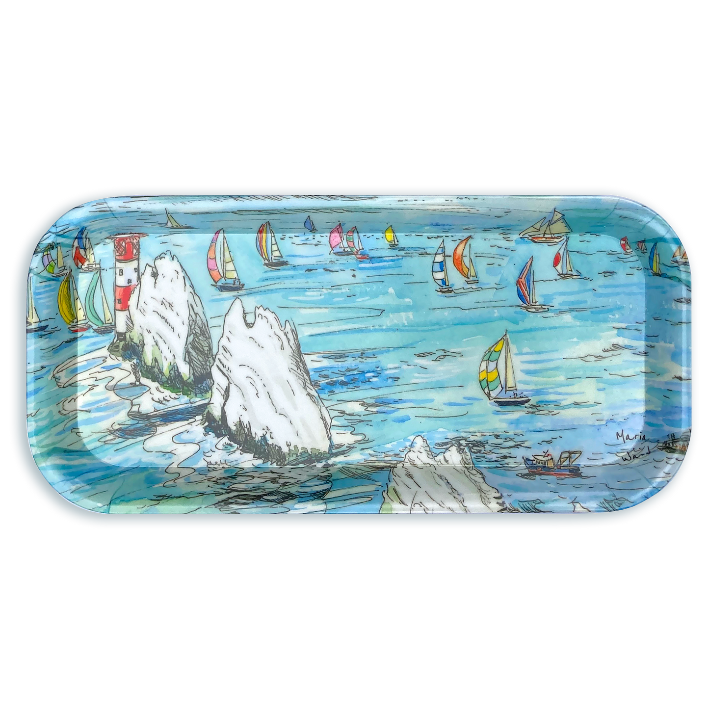 274 Yachts racing round The Needles - Small melamine Tray