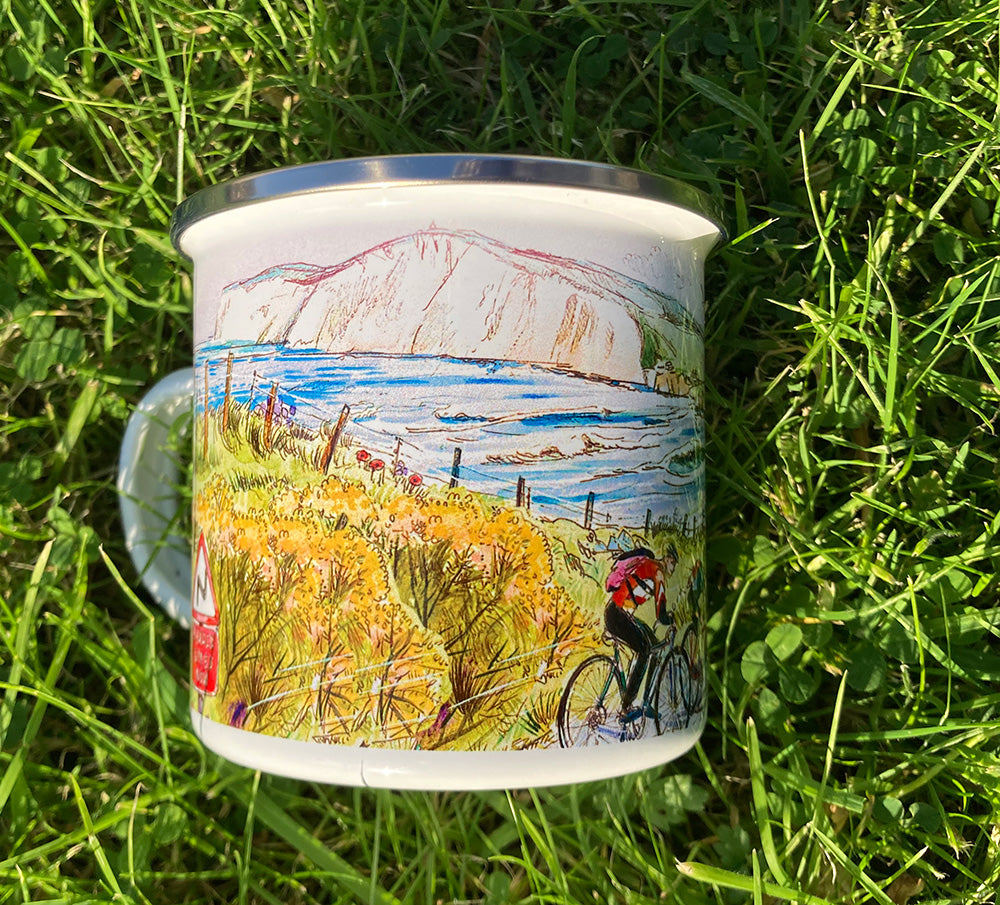 enamel mug - 323 Cyclists at Compton