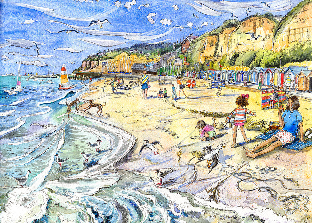 362 - Seagulls in the surf at Small Hope Beach - Shanklin