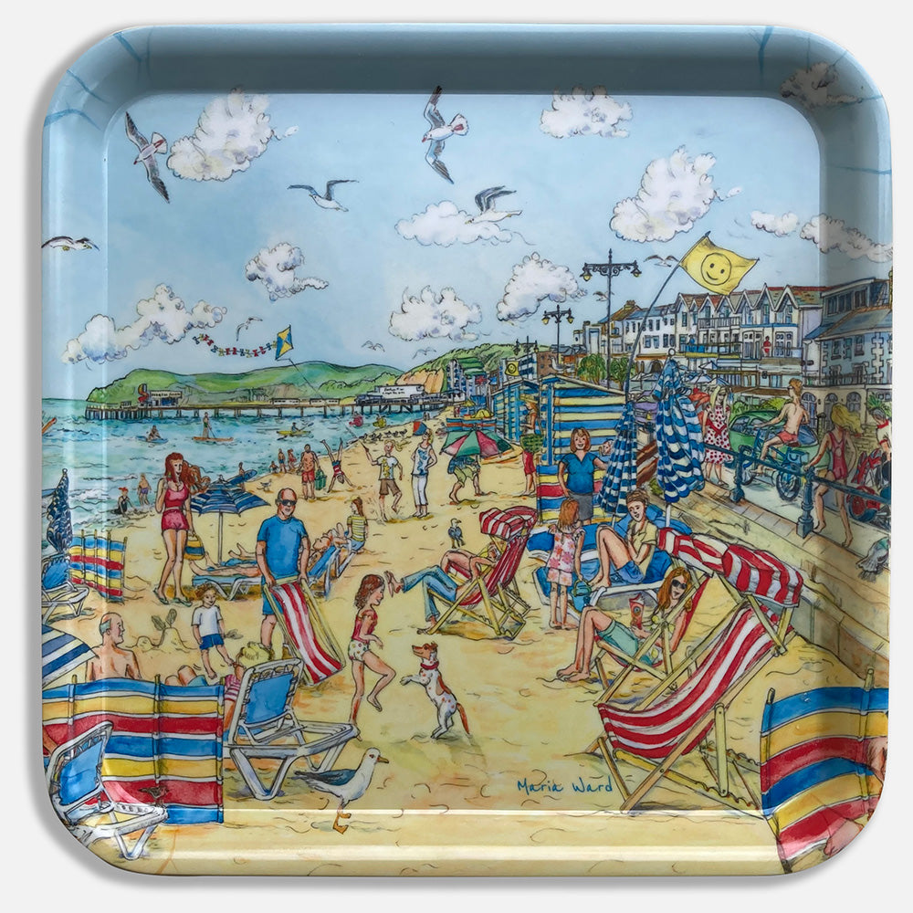 465 - Steve's Beach Sandown - Square Tray 29x29cm