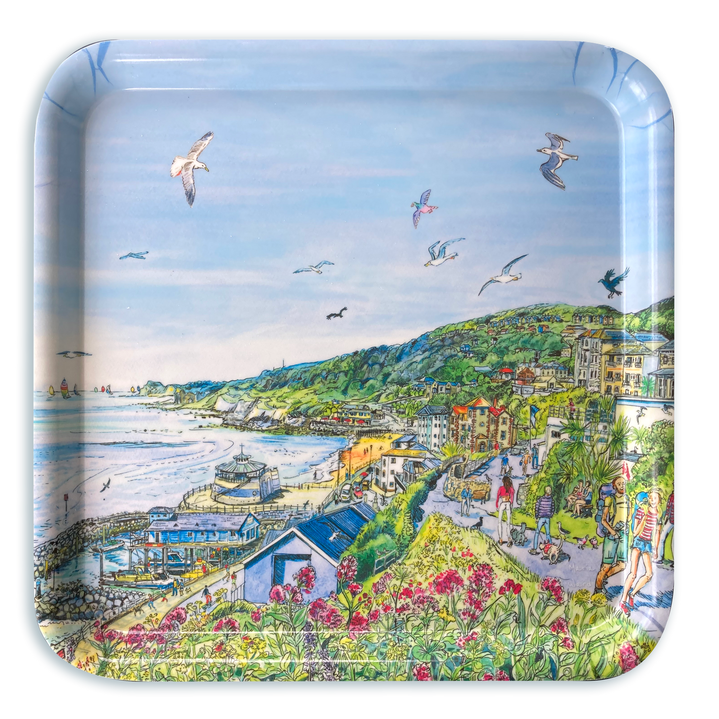 402 - Ventnor clifftop - Square melamine tray 29x29cm (Copy)