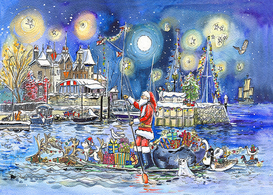 413 - Father Christmas at the Royal Yacht Squadron in Cowes - giclée Print