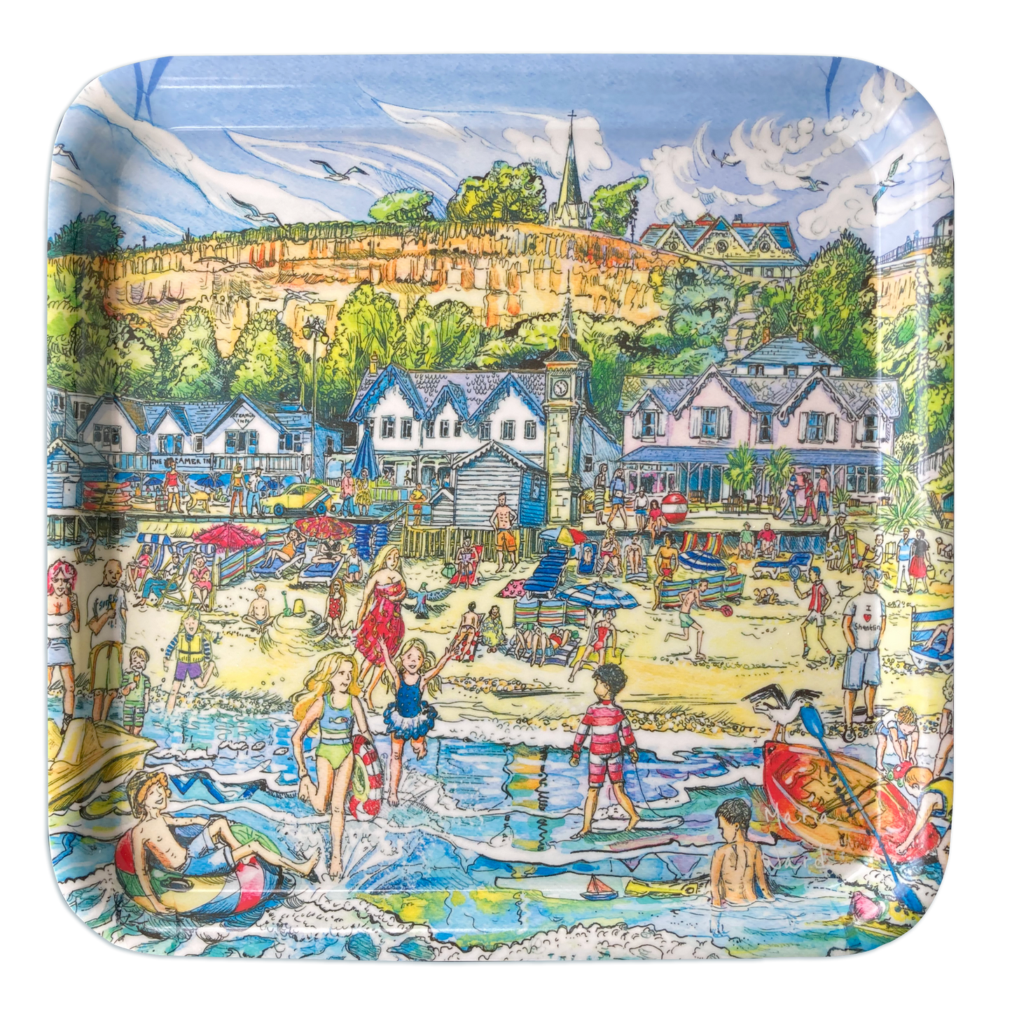 417 -Shanklin sunshine - Square melamine tray 29x29cm