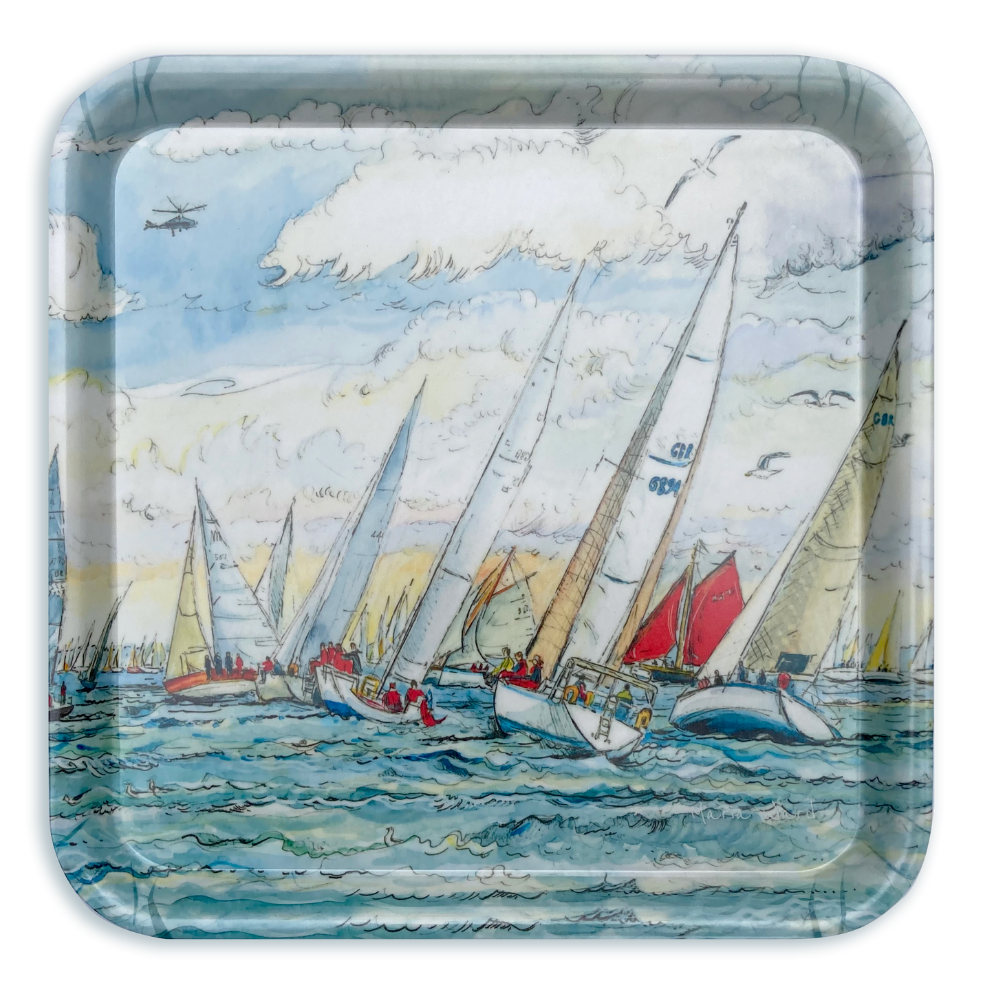 436 Round the Island Yacht Race Cowes - Square Tray 29x29cm