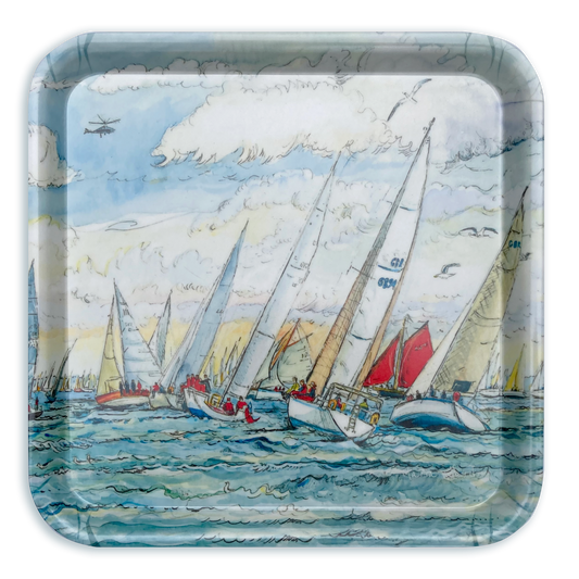 436 Round the Island Yacht Race Cowes - Square Tray 29x29cm