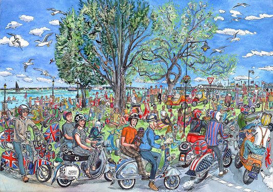 447 - Isle of Wight Scooter Rally at Ryde - limited edition print