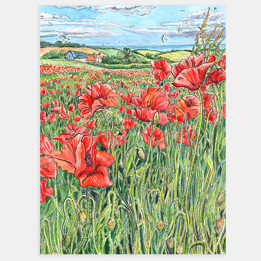 519 A field of poppies at Mottistone - Giclée Print image 0