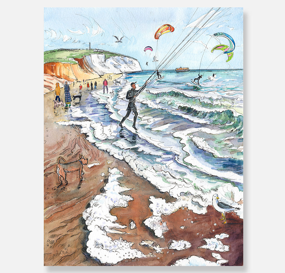 512 Kite Surfers at Yaverland - Giclée Print