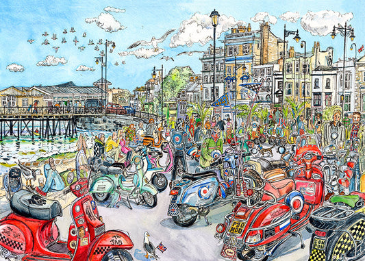 543 - Scooterists relax at Ryde - limited edition print