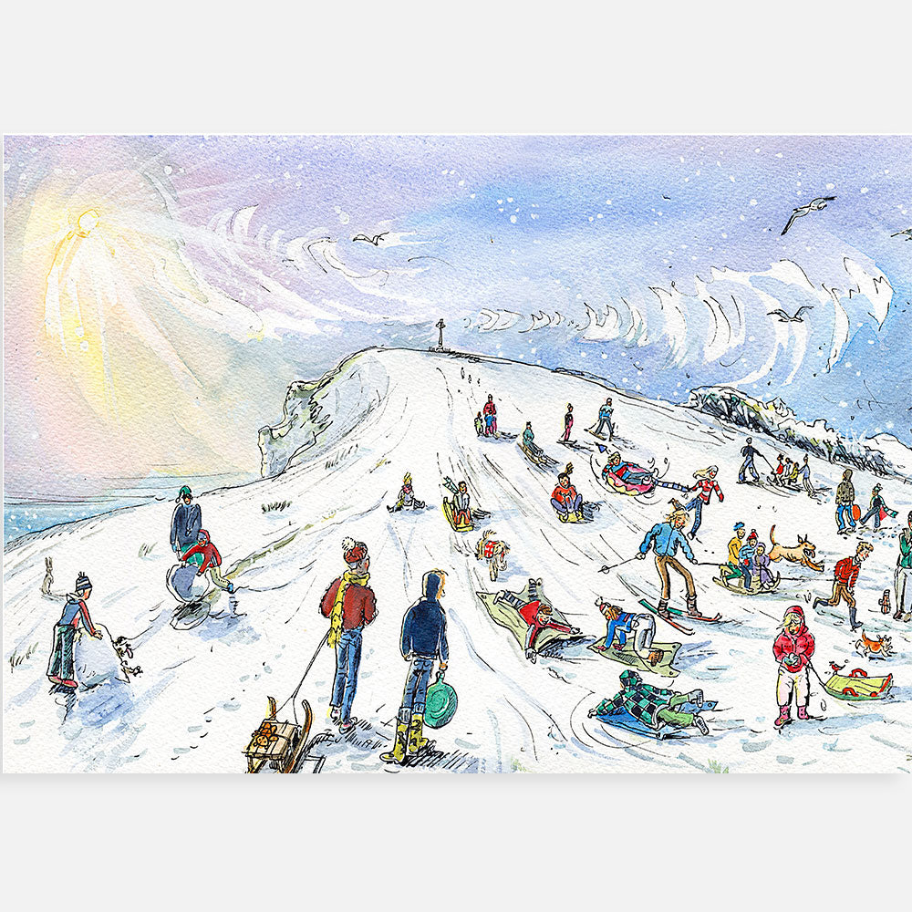 Card - Sledging and sking on Tennyson Down