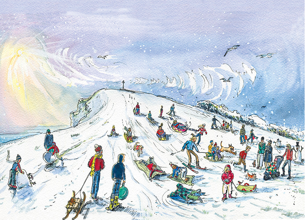 Card - Sledging and sking on Tennyson Down