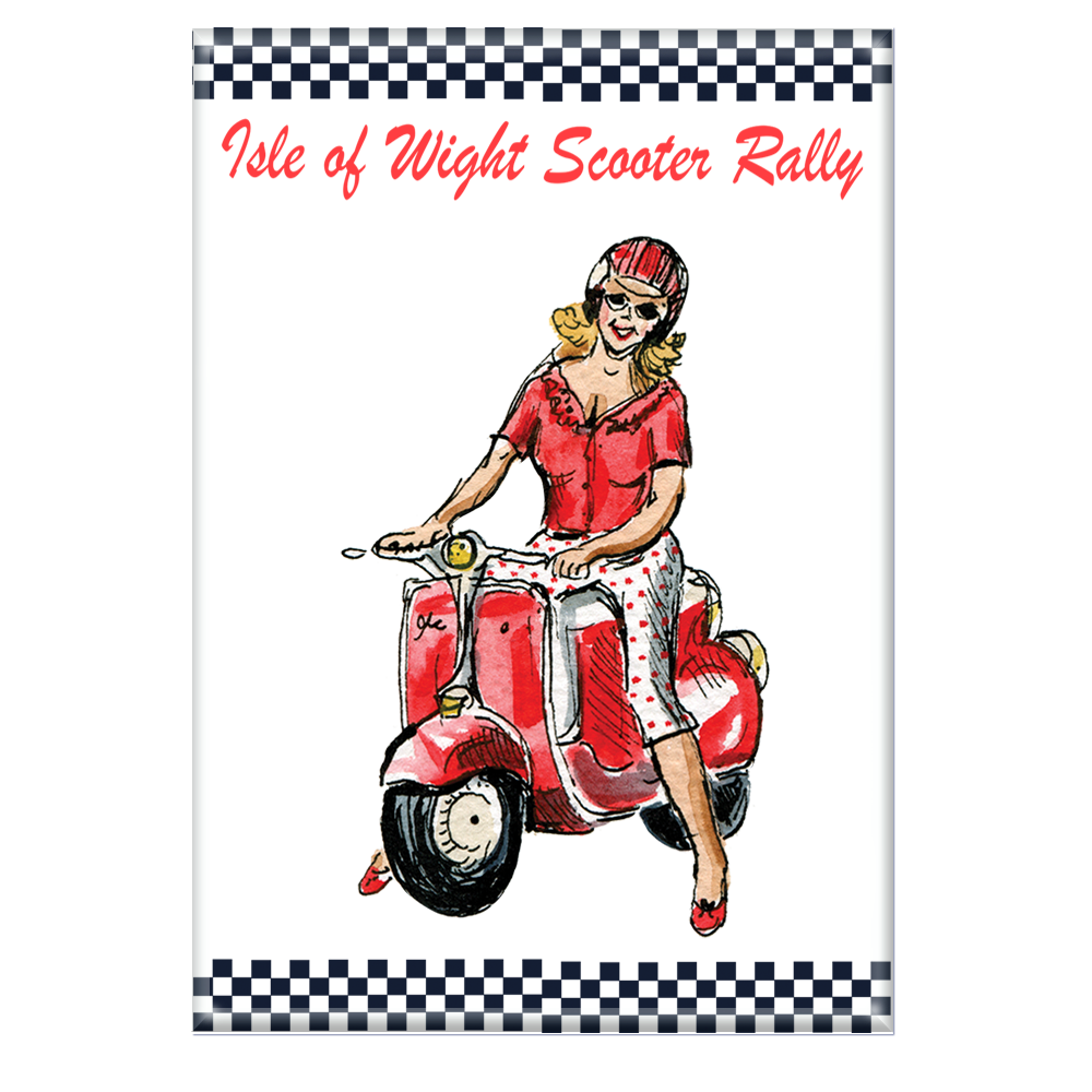 Red Scooter Lady - Fridge Magnet