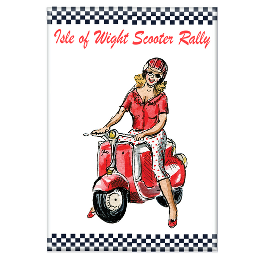 Red Scooter Lady - Fridge Magnet