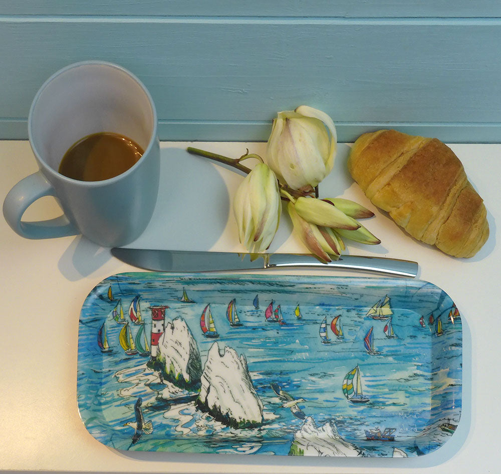 274 Yachts racing round The Needles - Small melamine Tray