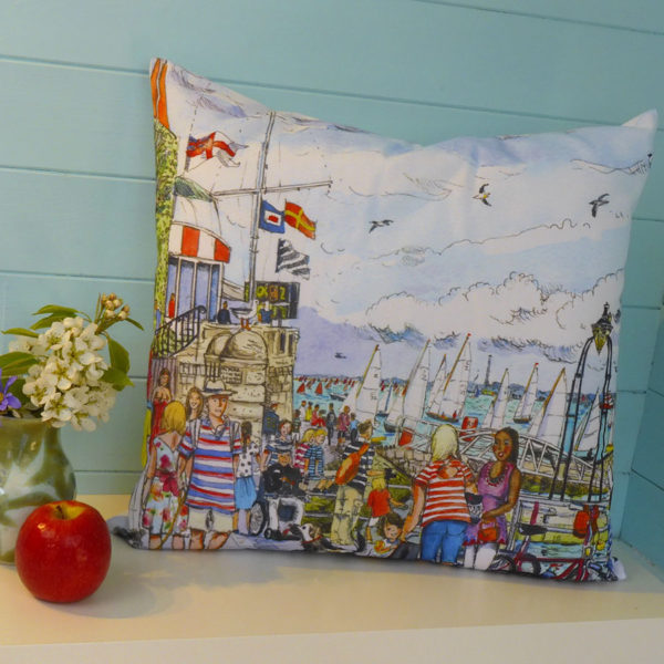 Cushion showing cowes week racing on the Isle of Wight