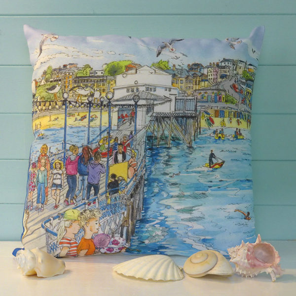 Sandown pier cushion cover lots of seaside fun on the Isle of Wight.