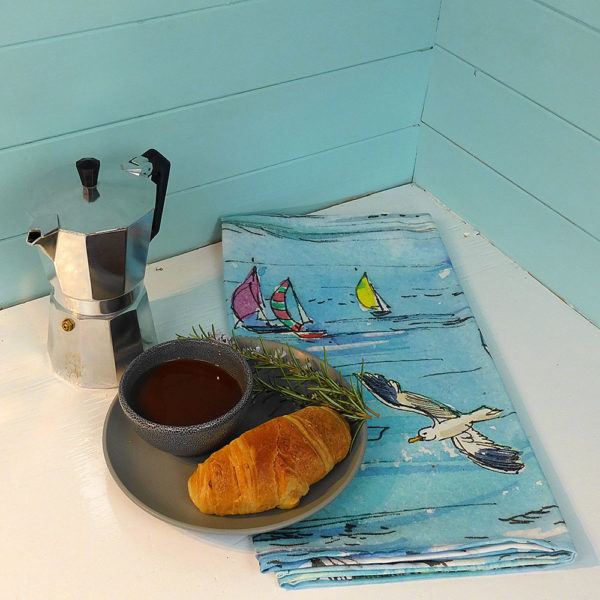 Yachts racing round the Needles on the Isle of Wight printed onto a table runner