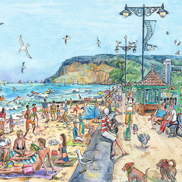 summer scene at shanklin beach isle of wight