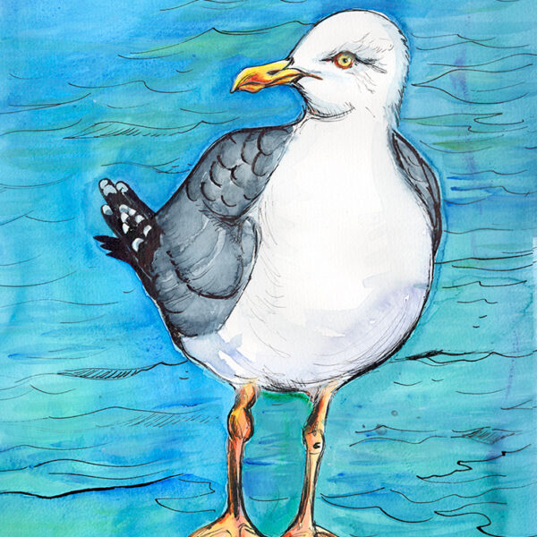 painting of a scary gull