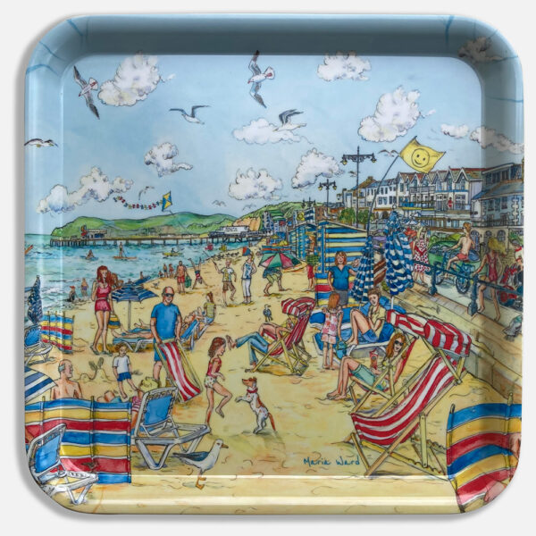 a melamine tray featuring steves beach in Sandown