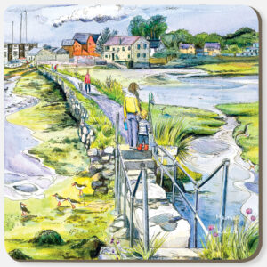 painting of st helens causeway printed on a coaster